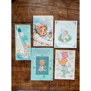 Lot of 5 'It's A Boy' Greeting Cards, Vintage Greeting Cards